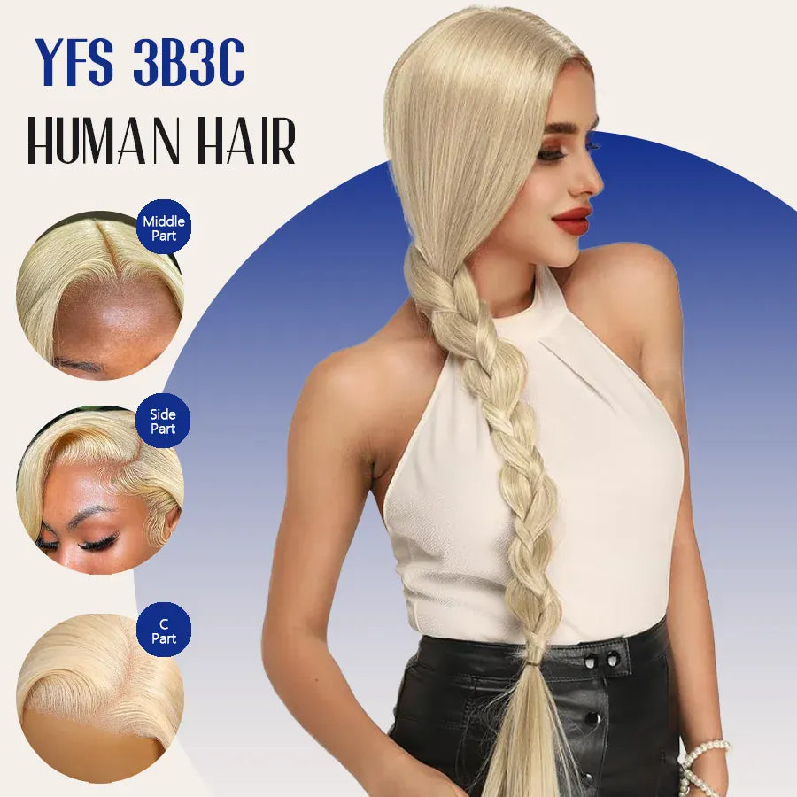 40 Inches 200% Density 13x6 13x4 HD Transparent Invisible Lace Frontal Wig Blonde Bone Straight #613 613 Blonde Human Hair Wigs Brazilian Hair Pre Plucked Pre Cut Lace Pre Bleached Knots Pre Styled For Women