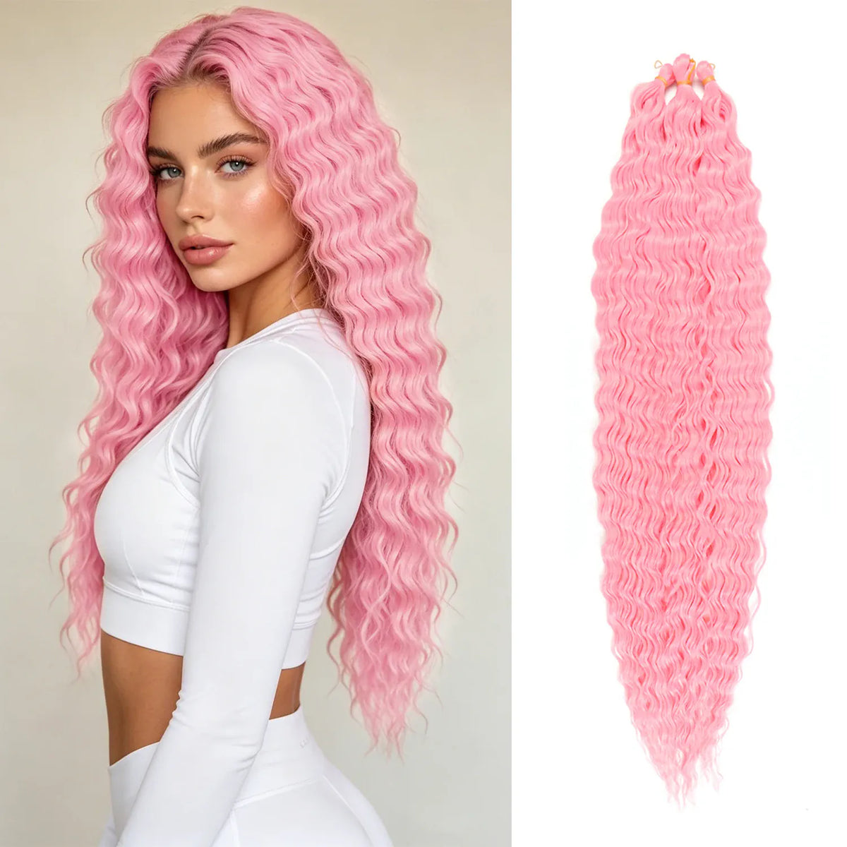 30inch Ocean Wave Synthetic Crochet Hair Extensions 3pcs/set Deep Wave Long Crochet Hair for Women Girls Daily Party Holiday