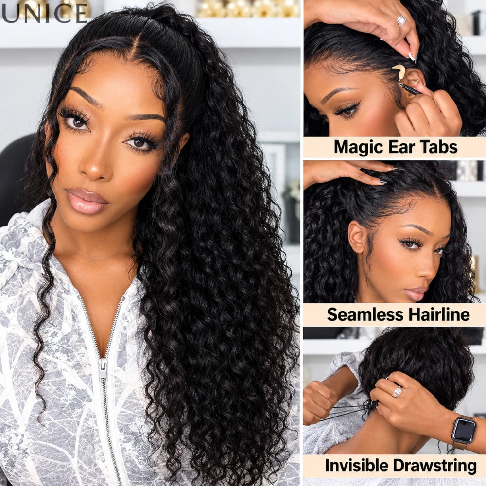 Water wave human hair wig with baby hair, natural-looking waves and easy-wear styling