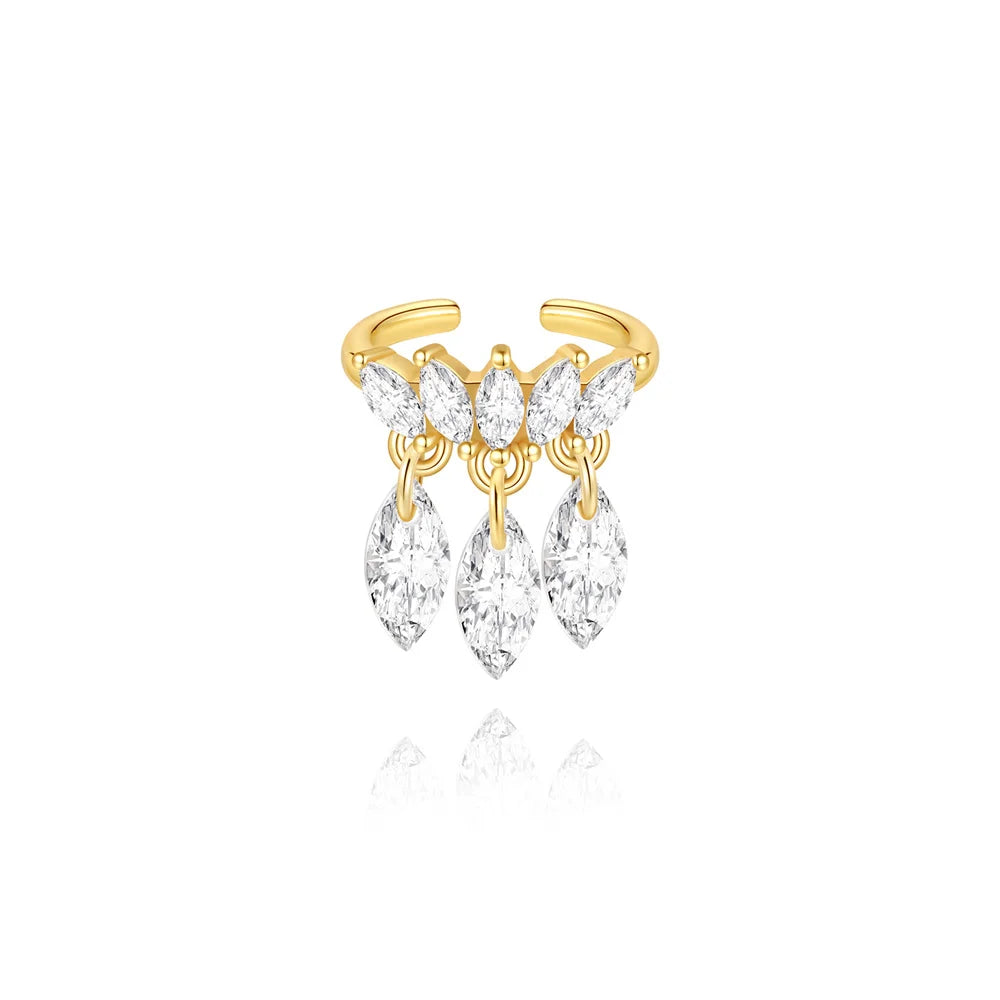 ROXI 925 sterling silver zircon double-layer clip earring, no-piercing women’s party jewelry