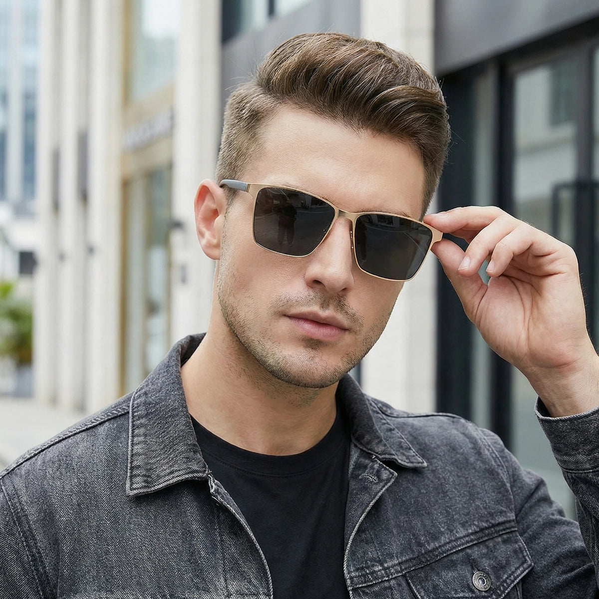 Unisex polarized UV400 square sunglasses with thin metal frame, ideal for cycling and outdoor sports, stylish and lightweight.