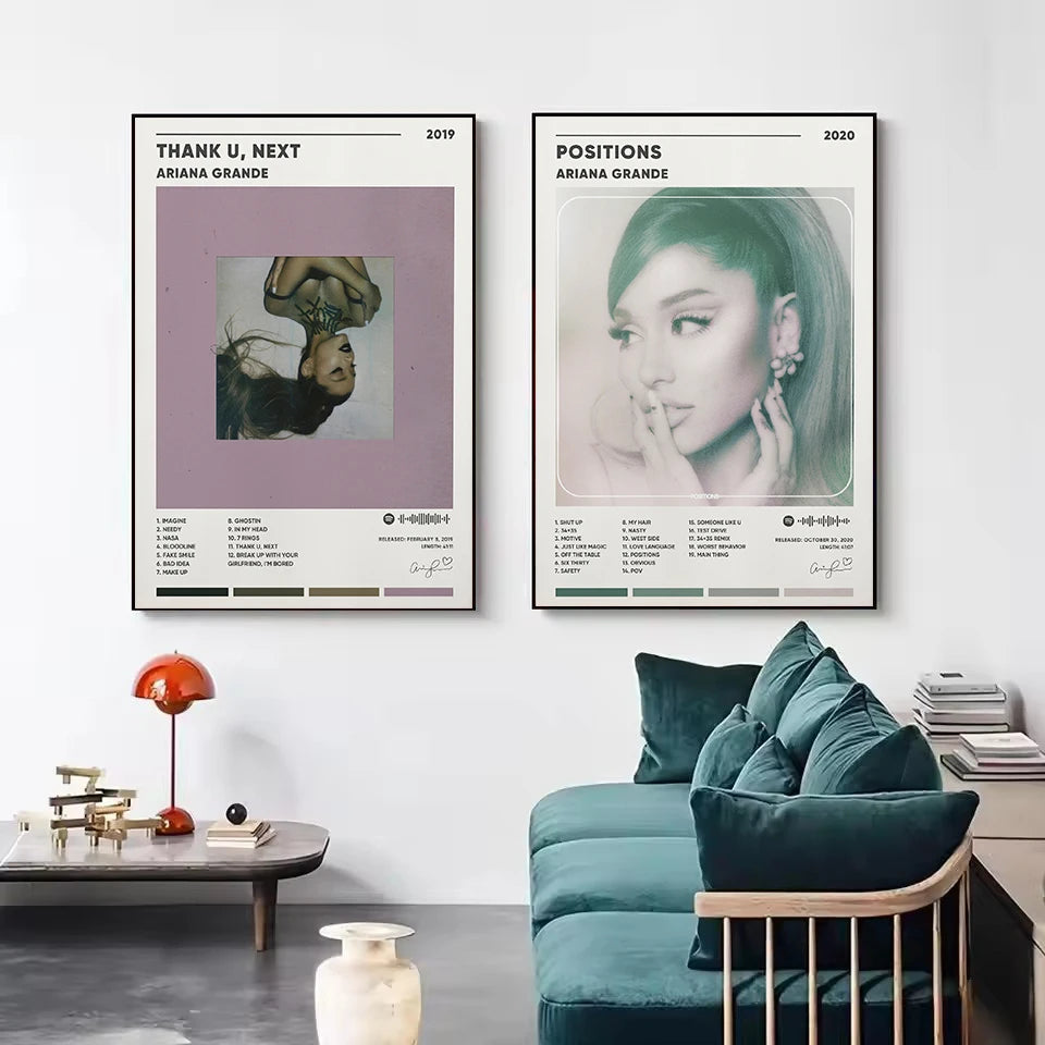 Ariana Grande canvas print featuring Thank U, Next and Positions poster artwork
