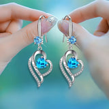 Silver heart drop earrings for women with colorful zircon stones by HSF Marketplace