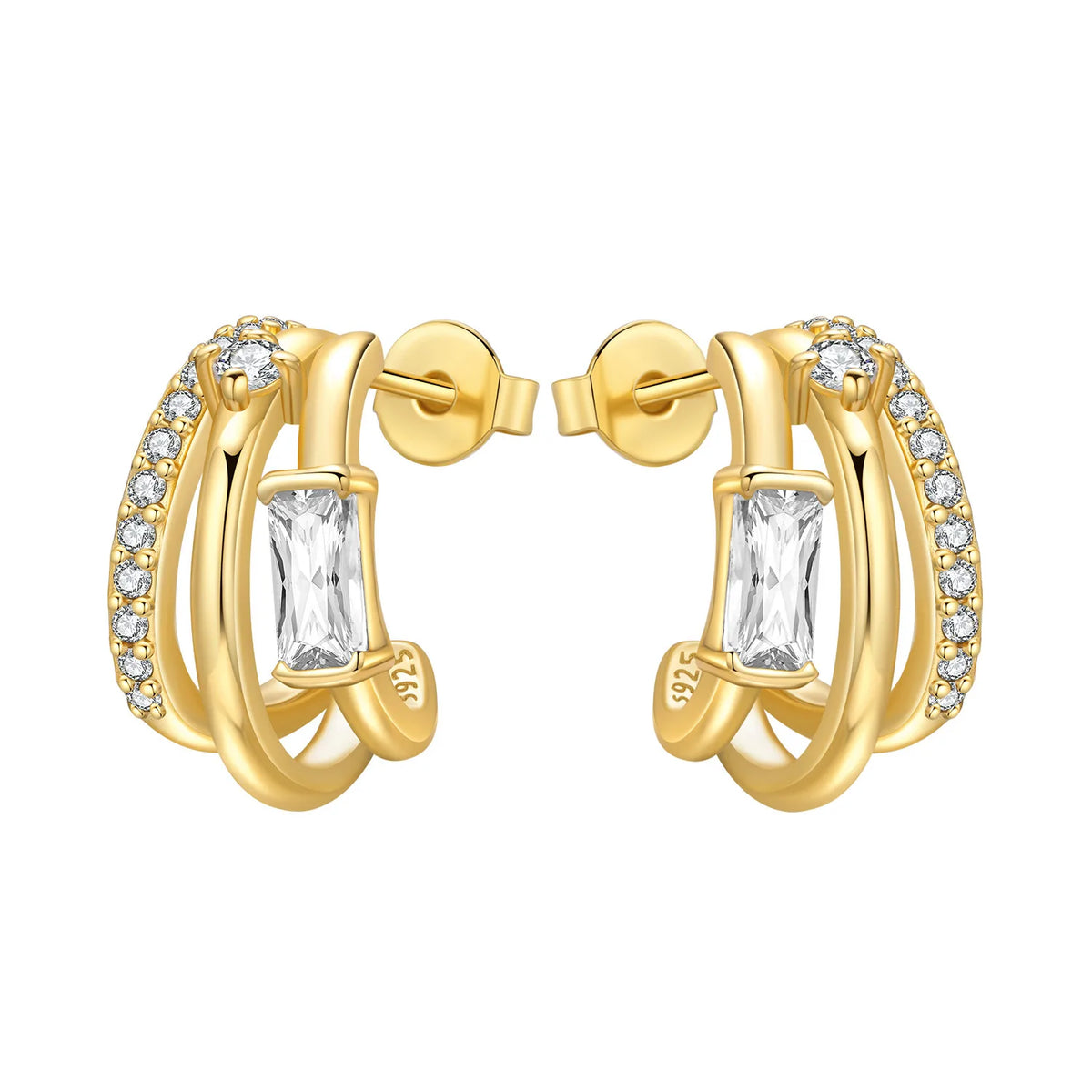Orstarry S925 sterling silver 18k gold classic knot stud earrings for women, close-up jewelry image