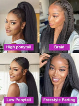 250% Density Kinky Straight Human Hair 13x4 Transparent Lace Front Wigs 5x5Glueless Wigs Kinky Straight Human Hair Wigs For Women