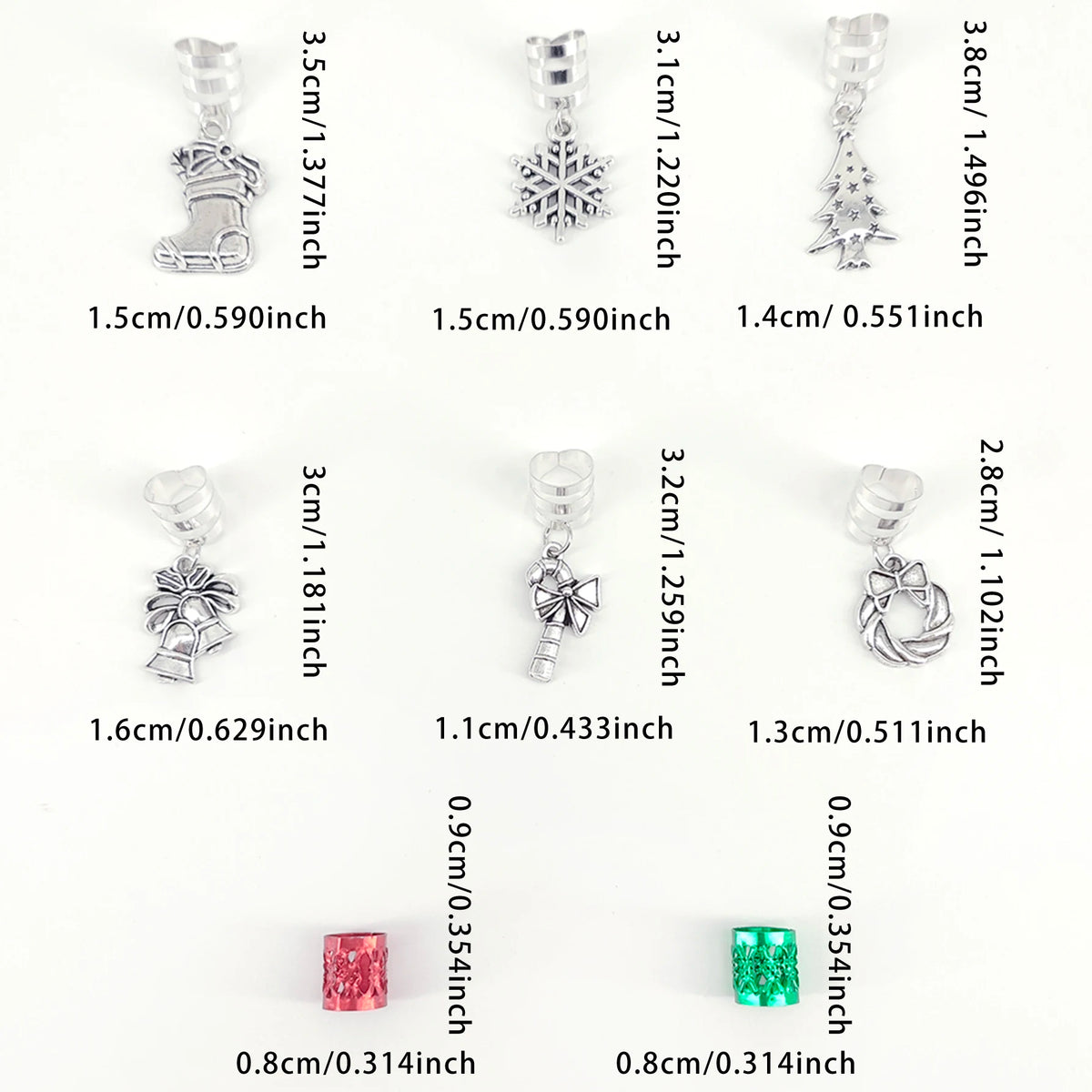 26 Pcs Christmas Decor Pendant Dreadlock Braid Hair Beads Braids Hair Rings Hippie Style Hair Accessories For Women（Christmas）