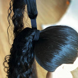 Water Wave Ponytail Extensions Human Hair Wrap Around Corn Wave Pony Magic Paste Brazilian Human Hair Extensions for Women