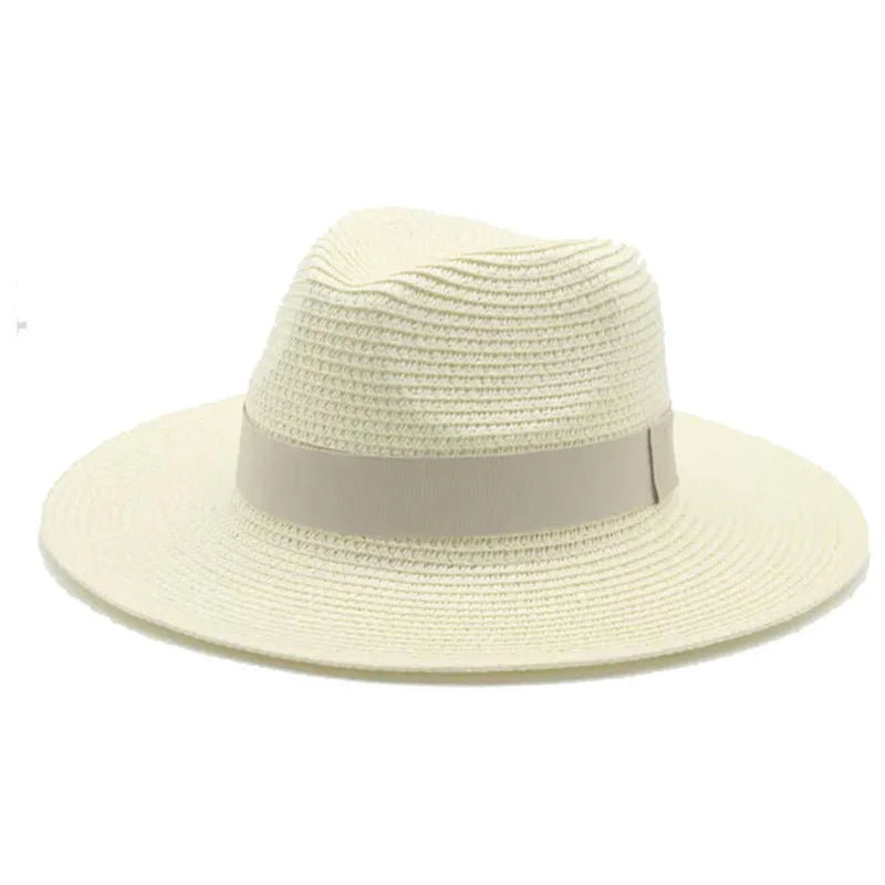 Black ribbon Panama straw hat by HSF Marketplace for women's spring and summer sun protection