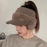 Winter Hats for Women - Warm Earflaps Knitted Baseball Caps
