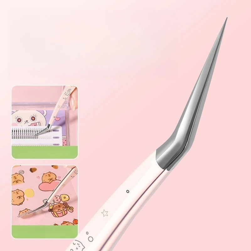 High precision stainless steel eyelash tweezer with leather case by HSF Marketplace