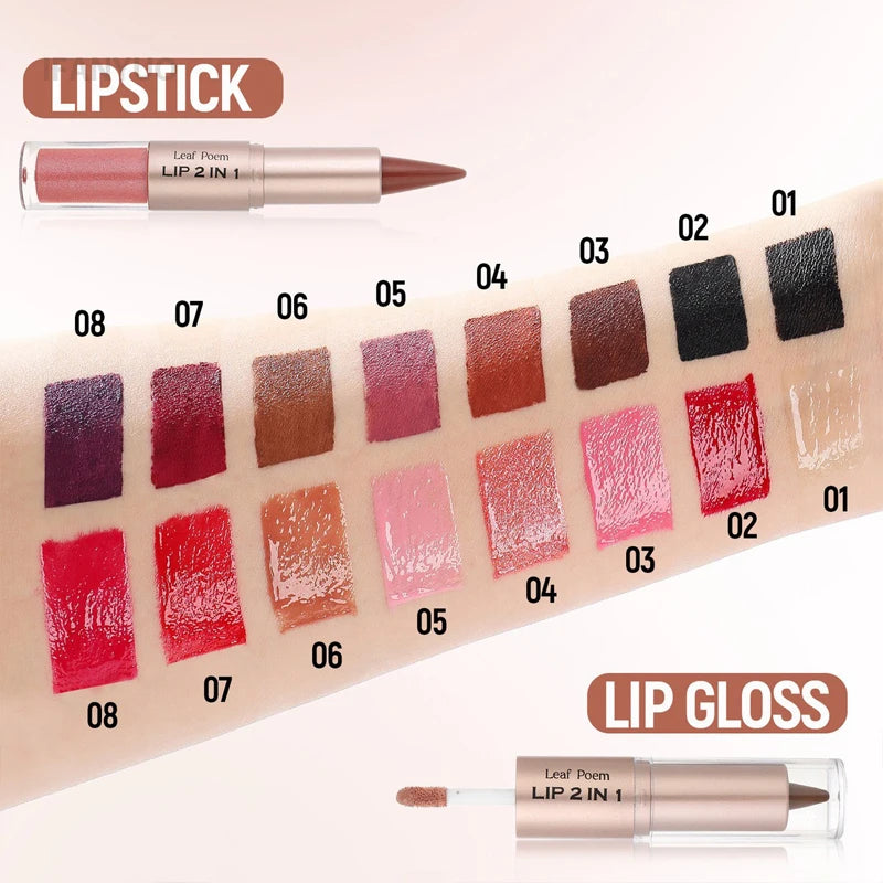 Dark plum pink lip makeup with matte lip liner, mirror, plumping lip glaze, waterproof formula, and non-stick finish by HSF Marketplace.