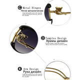 Women's oval retro sunglasses with gold fox design by HSF Marketplace