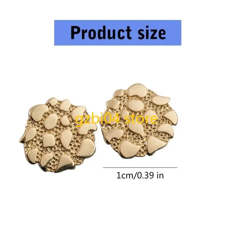 Irregular gold geometric alloy earrings with textured finish for women