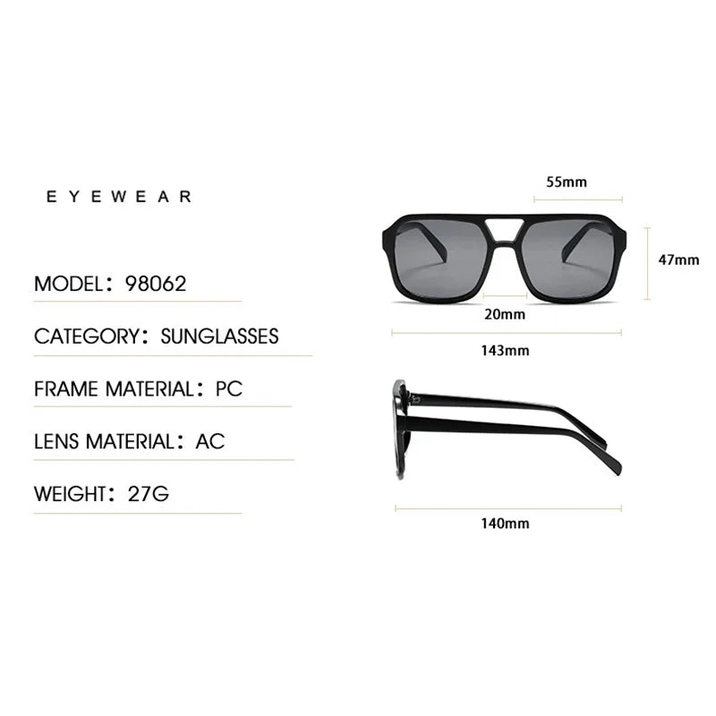 Black and yellow square frame sunglasses with lightweight design and UV protection for men and women.