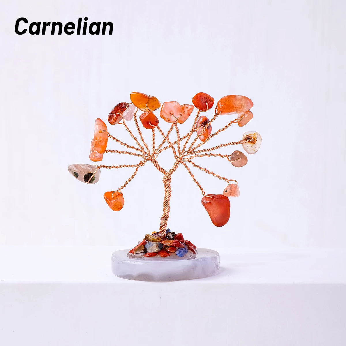 12pcs/box Natural Gemstone Crystal Chakela Lucky Tree With Agate Base Home Office Desk Living Room Crystal Decor Mini Sized Home