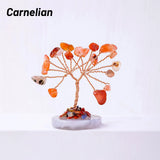 12pcs/box Natural Gemstone Crystal Chakela Lucky Tree With Agate Base Home Office Desk Living Room Crystal Decor Mini Sized Home