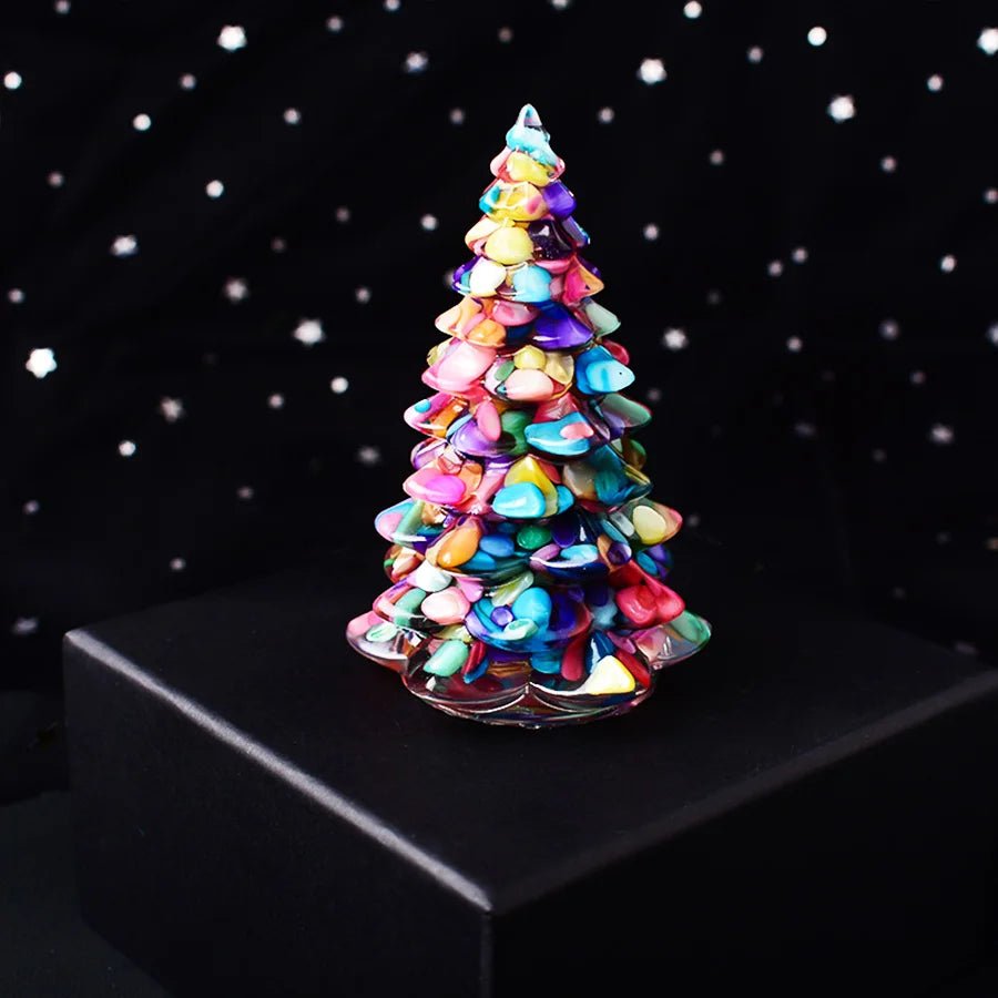 Christmas Trees Resin Natural Stone Amethyst Rose Quartz Luck Tree Handmade Ornaments Silicone Home Decoration Holiday Gift