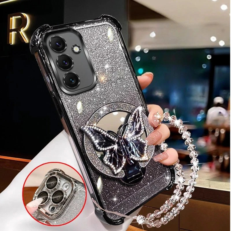 Butterfly mirror crystal bracelet phone case for Samsung Galaxy A Series by HSF Marketplace