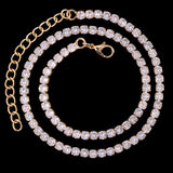 Gold Cuban link chain necklace with rhinestones, 16 to 24 inches, 2-row design for women and men, hip hop jewelry style.