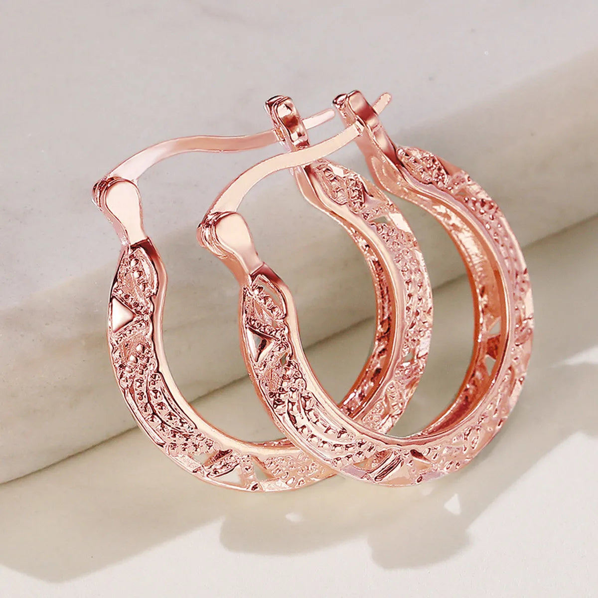 Huitan hollow out hoop earrings for women in modern metal style, HSF Marketplace jewelry