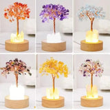 Glowing Crystal Money Tree with LED Base for Wealth Luck, Natural Stone Feng Shui Desktop Ornament, Gift for Birthday