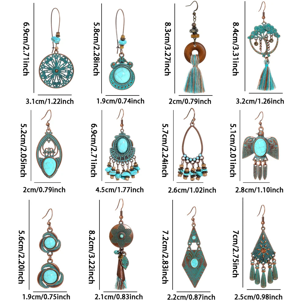 Boho vintage antique bronze tassel dangle earrings for women by HSF Marketplace