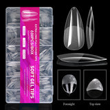 Short almond soft gel nail tips, full-cover false nails for acrylic and press-on manicures, HSF Marketplace