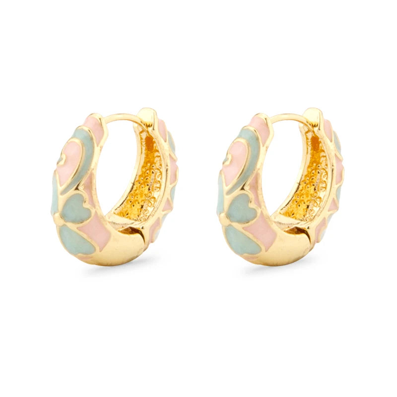 Flower cloisonné hoop earrings for women, bohemian-style jewelry by HSF Marketplace