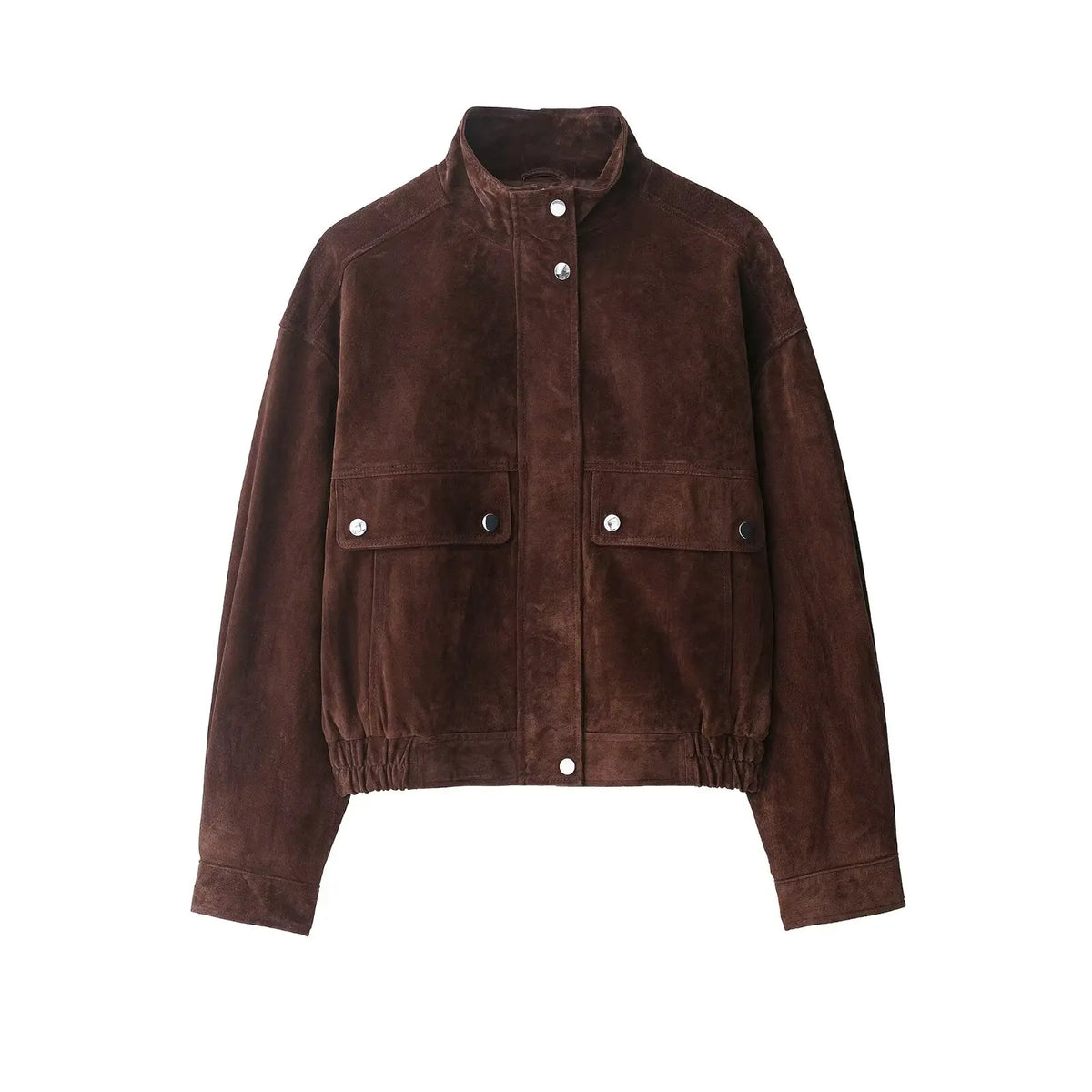Women's slim warm autumn jacket with large pockets, street chic style for young students