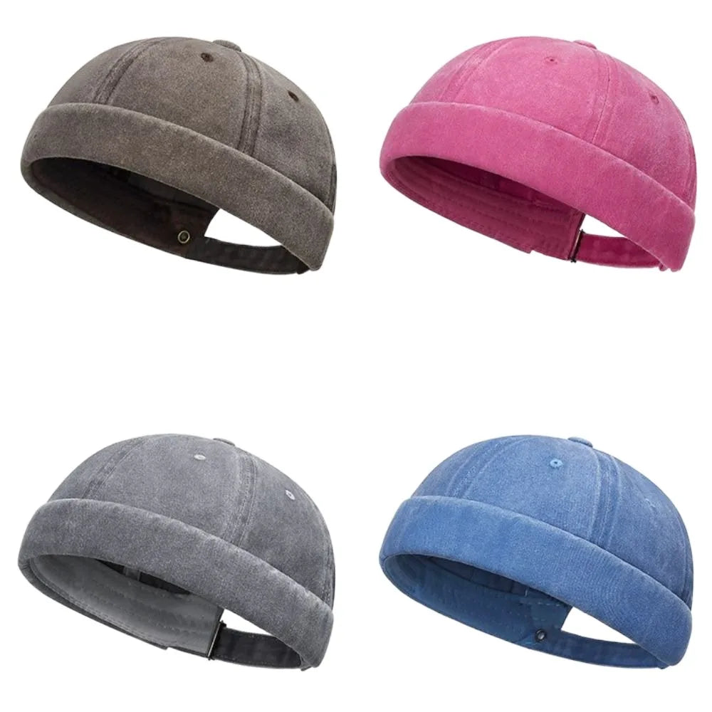 Women's hip hop brimless beanie street hat, baggy skullcap with cuff and fisherman-style design
