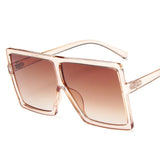 Square women's sunglasses with clear lenses, plastic frame, UV400 protection, fashionable driving eyewear by HSF Marketplace.