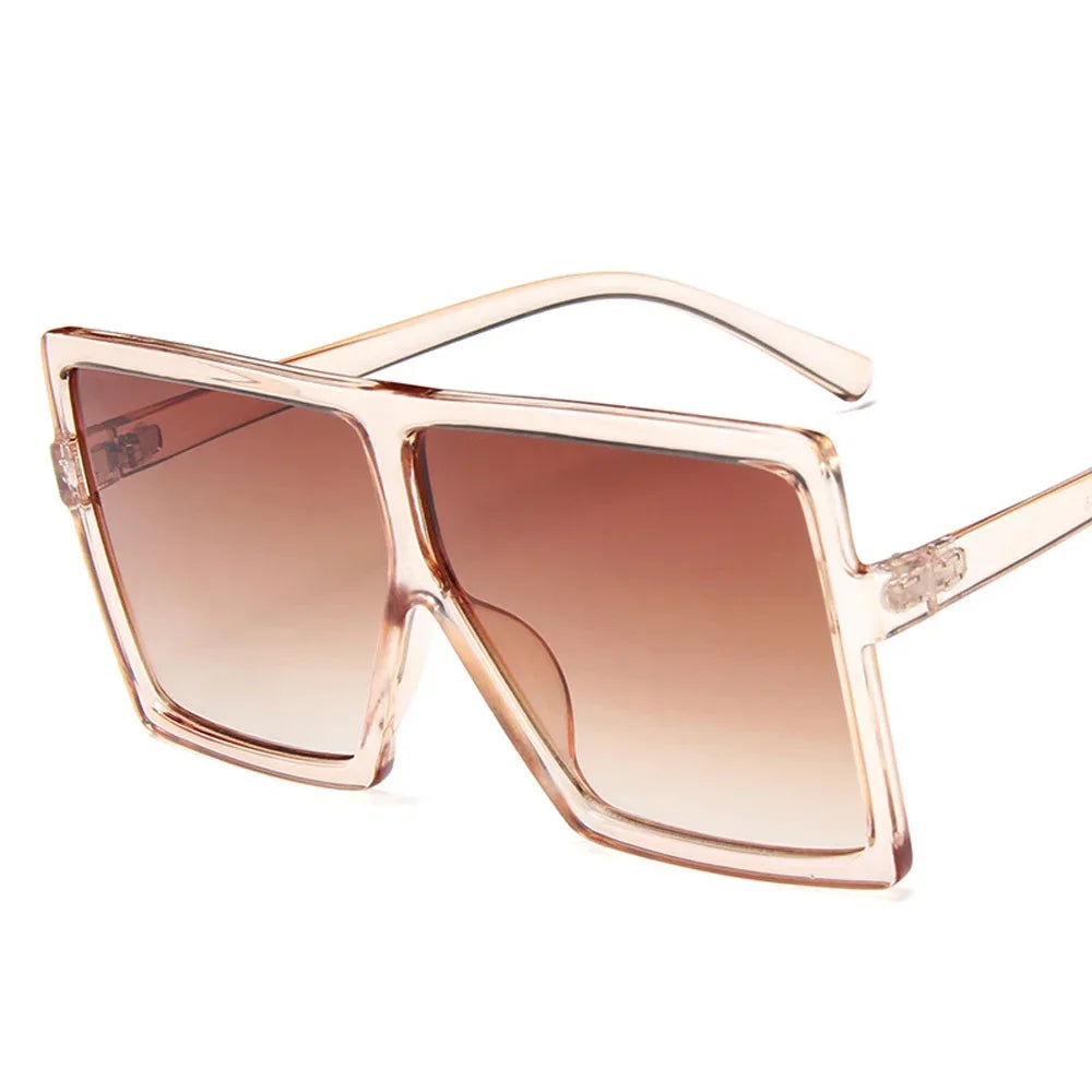 Square women's sunglasses with clear lenses, plastic frame, UV400 protection, fashionable driving eyewear by HSF Marketplace.