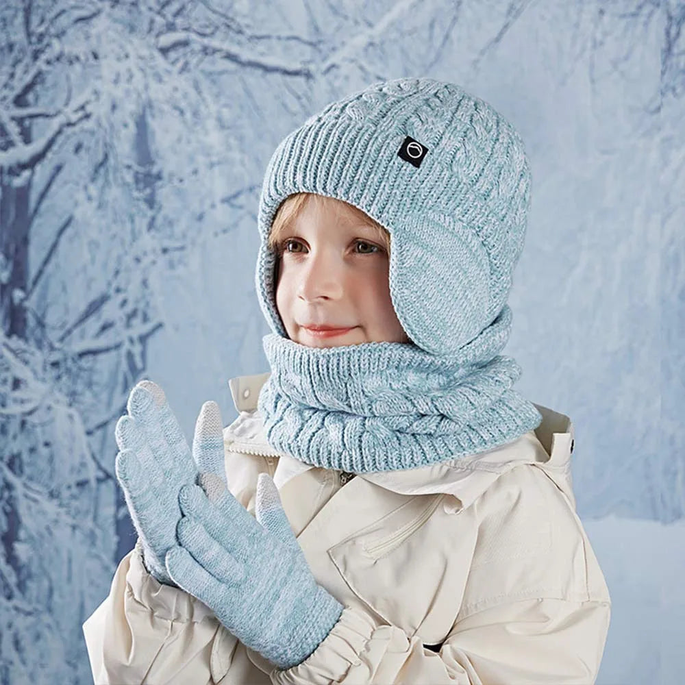 Children's warm fleece-lined hat, scarf, and gloves winter set by HSF Marketplace