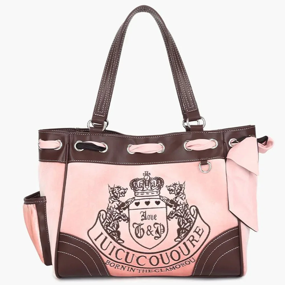 Large-capacity vintage velvet tote bag for women with embroidery, ideal for shopping and everyday use, stylish shoulder handbag.
