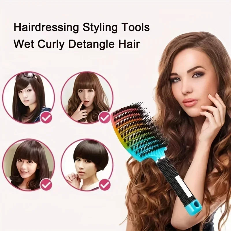HSF detangling hair brush for curly hair with flexible bristles and scalp massage design
