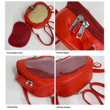 Cute apple-shaped ita bag by HSF Marketplace, kawaii crossbody handbag with clear window for anime pins