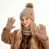 HSF Marketplace women's warm woolen hat, scarf, and gloves winter set in a coordinated design