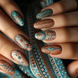 24-piece pink flower almond press-on false nails by HSF Marketplace with kawaii floral design