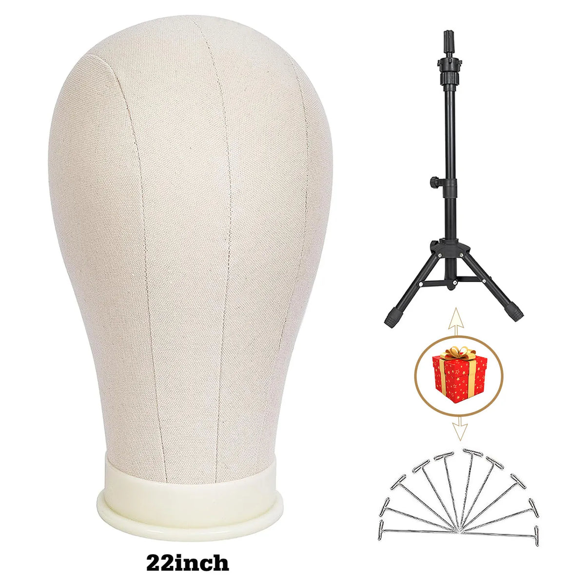 21inch 23inch Wig Head Mannequin Head with Wig Stand, Manikin Canvas Head for Wigs Making Display with Pins