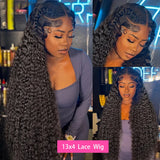 HSF Marketplace 13x6 deep wave lace frontal wig with curly water wave human hair, 200 density, suitable for black women.