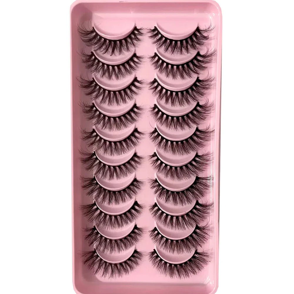 3D faux mink false eyelashes, 10 pairs of fluffy HSF lashes in assorted styles