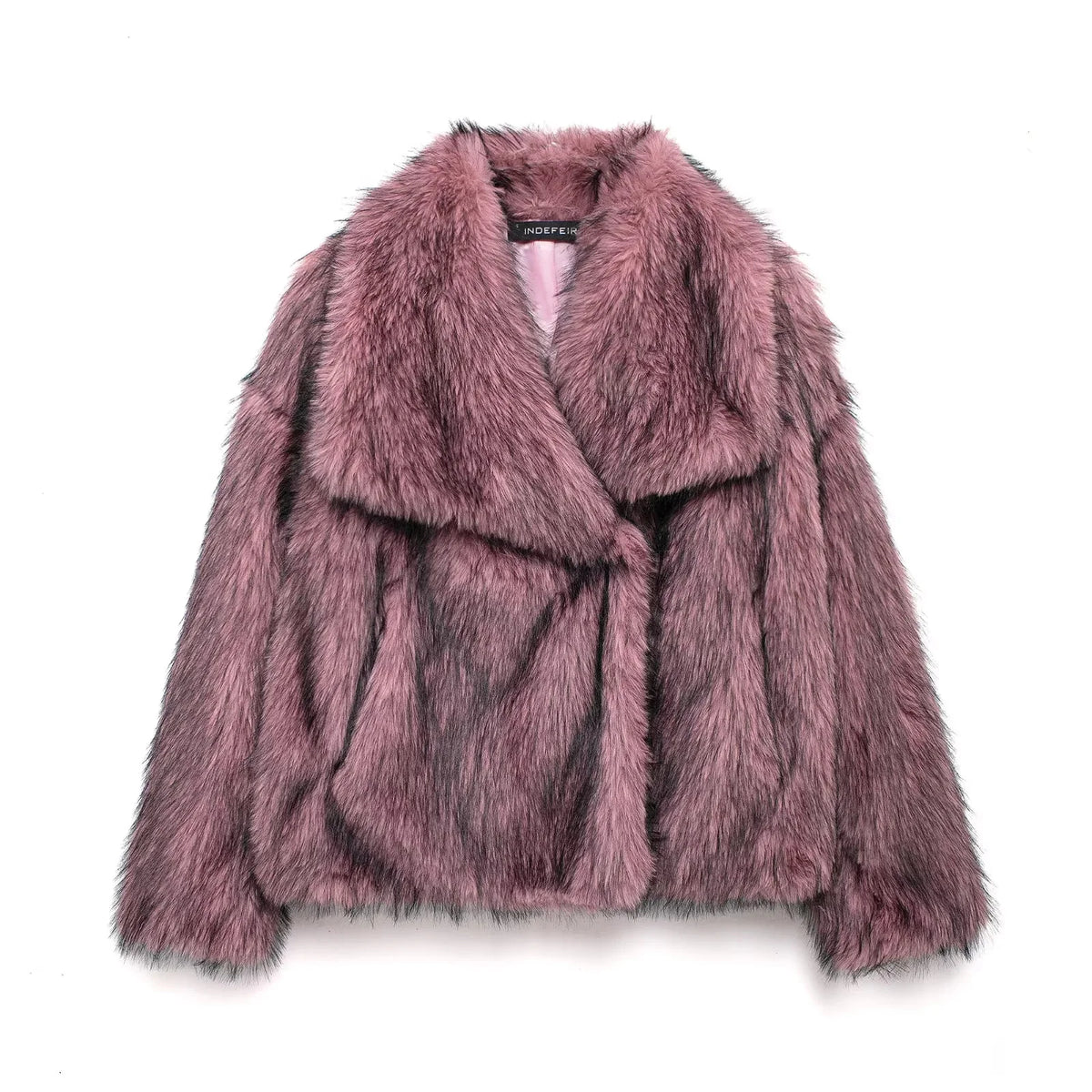 Brown faux fur women’s warm jacket for elegant casual style by HSF Marketplace