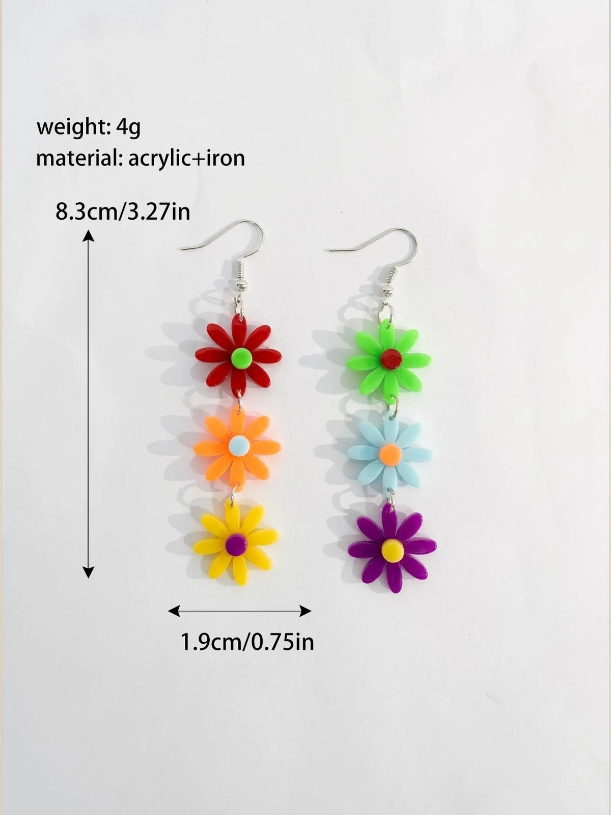 1pair Joyful Celebration Acrylic Rainbow Colors Drop Earrings for Women LGBT Lover Party Pride Month Jewelry Accessories