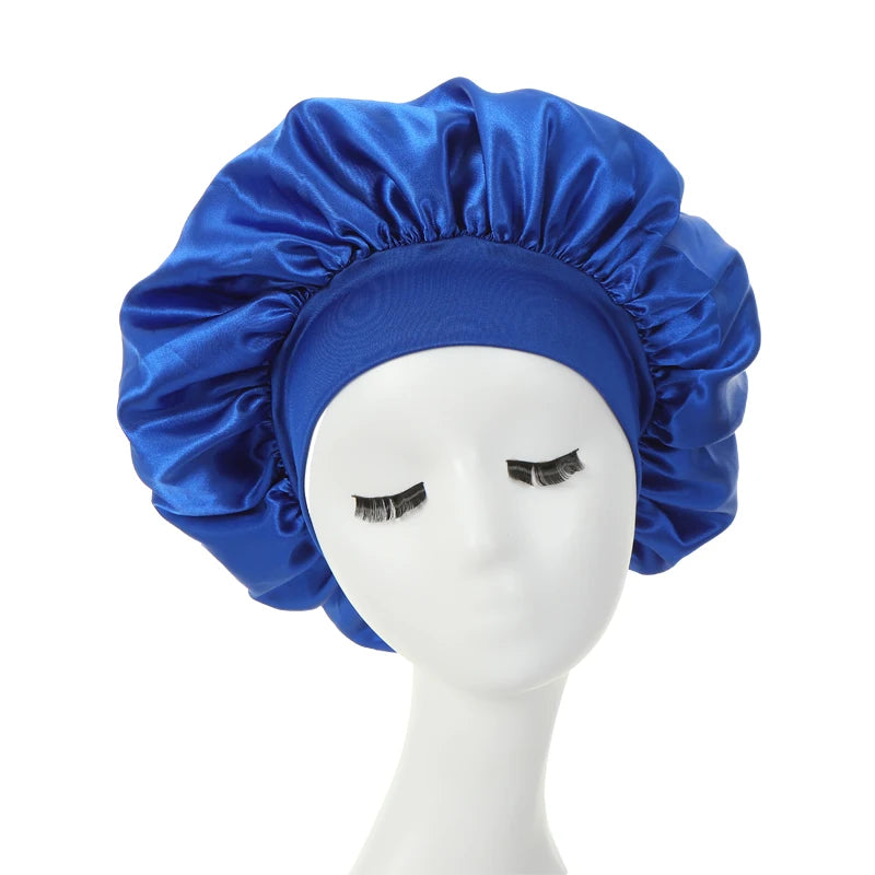 2-pack wide brim satin bonnets with elastic band for women by HSF Marketplace