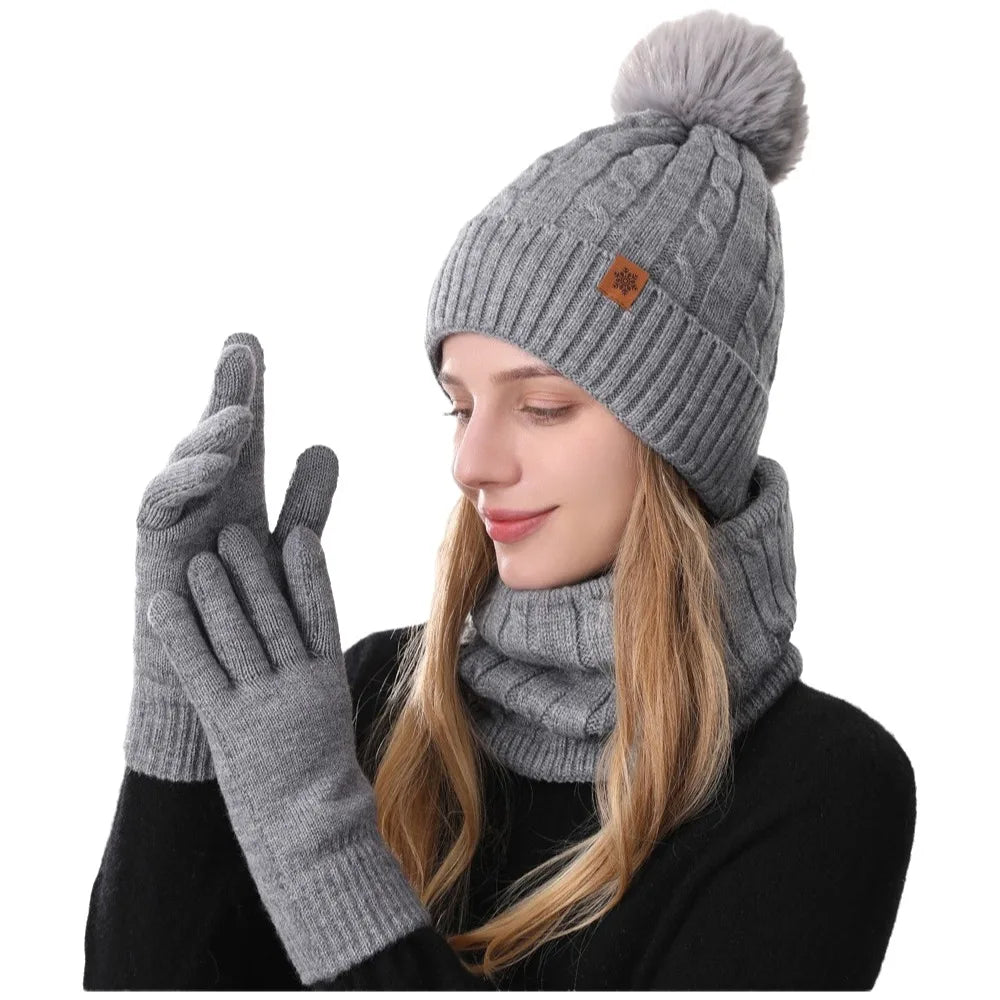 Warm winter hat, scarf and gloves set for men and women by HSF Marketplace