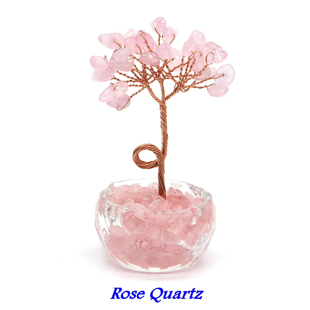 Lucky Money Tree Natural Crystals Aquamarine Fortune Feng Shui Reiki Healing Lapis Lazuli Tree of Life Home Decor Birthday Gifts