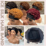 Colored curly pixie cut human hair headband wig, full machine-made glueless Brazilian virgin hair wig