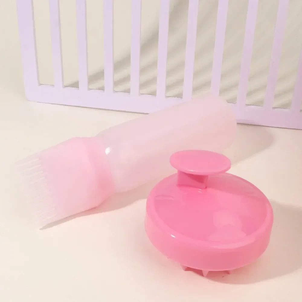 HSF Marketplace silicone scalp massage brush for hair dye application and hair care, textured handle close-up