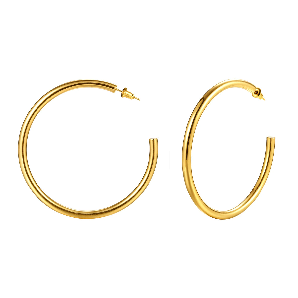 Waterproof gold plated chunky circle hoop earrings for women by HSF Marketplace