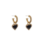 Black LOVE heart zircon drop earrings for women by HSF Marketplace
